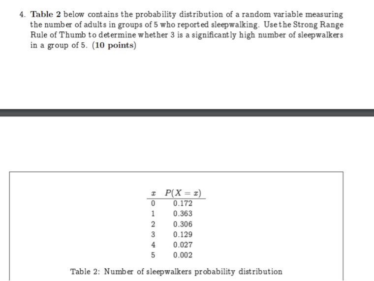 Solved 4. Table 2 below contains the probability | Chegg.com