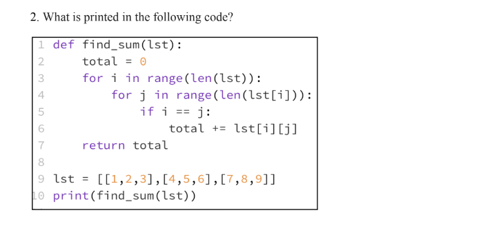Solved 2. What is printed in the following code? | Chegg.com