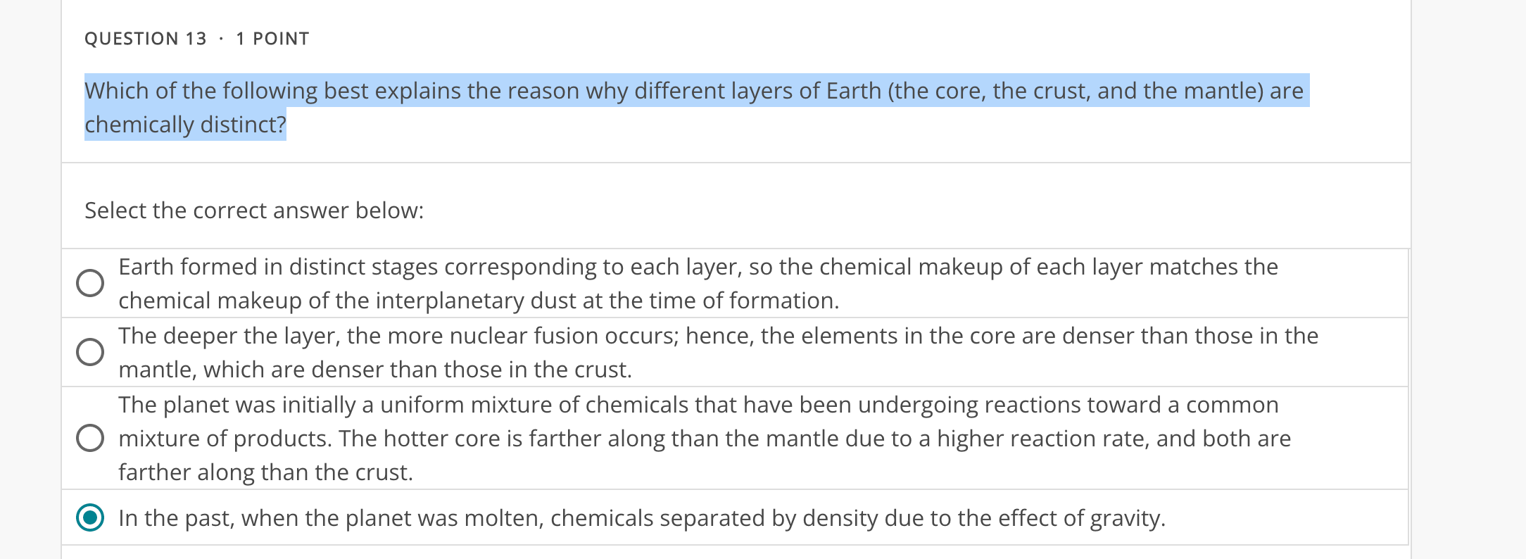 Solved Which of the following best explains the reason why | Chegg.com