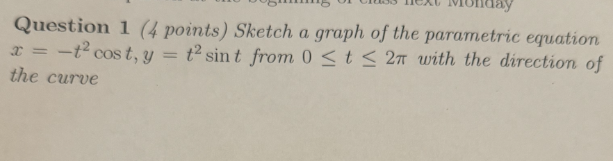Solved Question 1 (4 ﻿points) ﻿Sketch a graph of the | Chegg.com