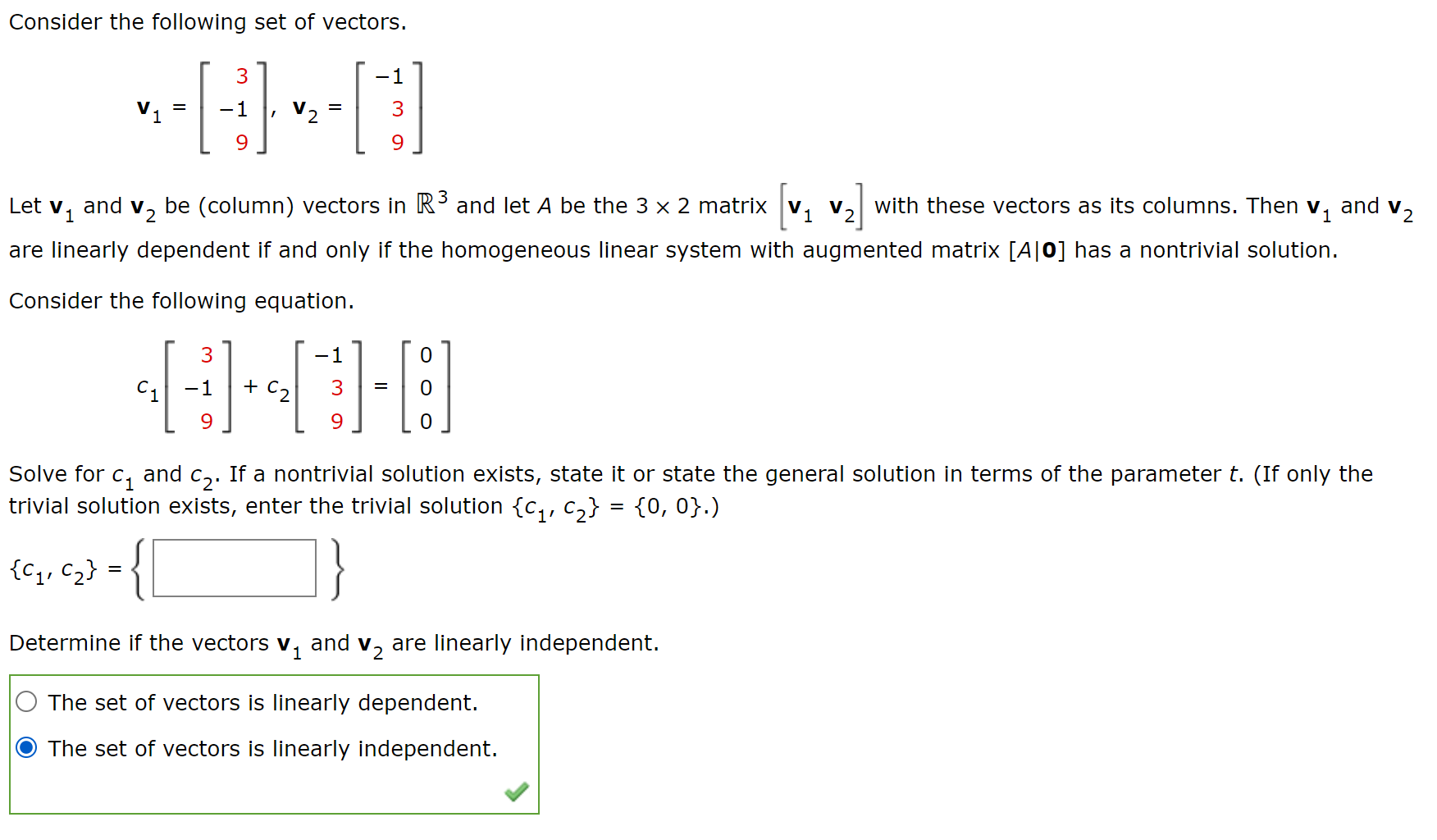 Solved Consider the following set of vectors. | Chegg.com