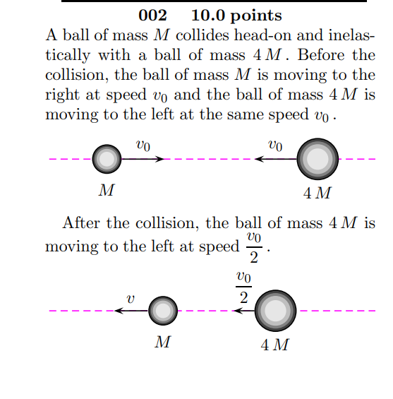 Solved 00210.0 points A ball of mass M collides head-on and | Chegg.com