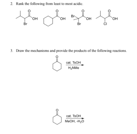 Solved 2. Rank the following from least to most acidic. Br | Chegg.com