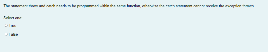 Solved The statement throw and catch needs to be programmed | Chegg.com