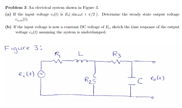 Solved Problem 3 An electrical system shown in Figure 3. (a) | Chegg.com