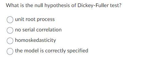 null hypothesis dickey fuller test