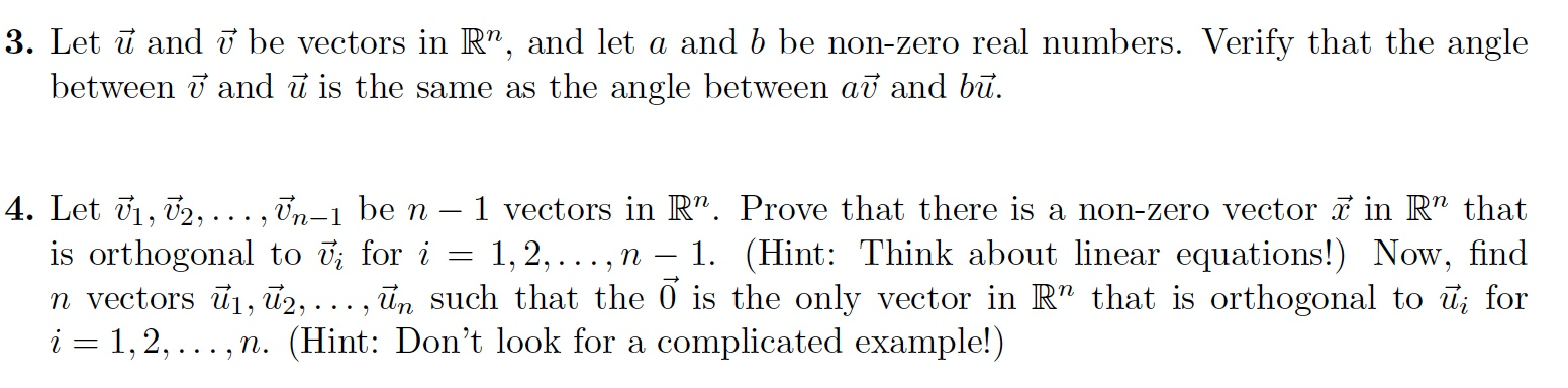 Solved 3. Let ū and be vectors in R”, and let a and b be | Chegg.com