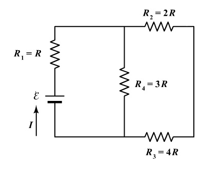 Solved Four resistors are connected to a battery as shown. | Chegg.com