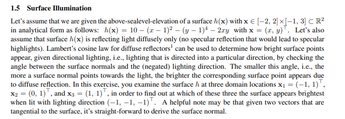 Solved 1.5 Surface Illumination Let's assume that we are | Chegg.com