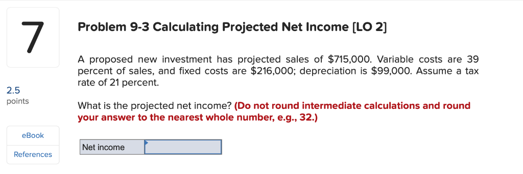 Solved Problem 9-3 Calculating Projected Net Income (LO 2] A | Chegg.com