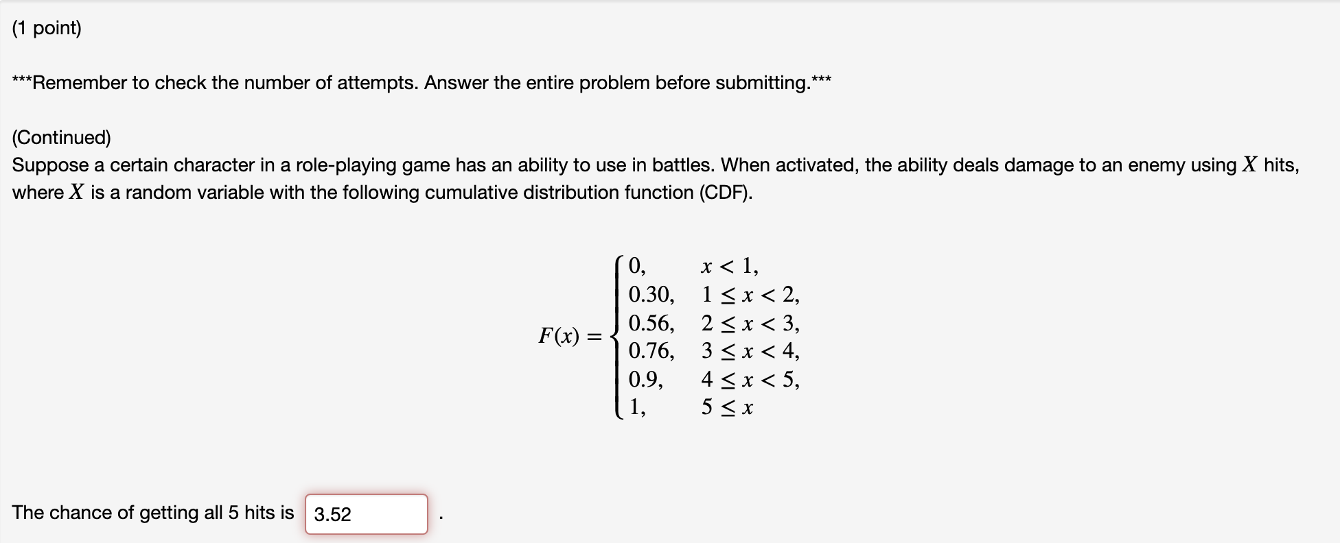 Solved Suppose A Certain Character In A Role playing Game Chegg