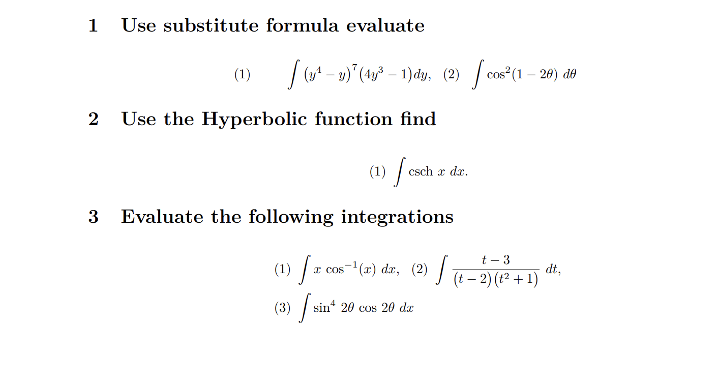 Solved 1 Use substitute formula evaluate (1) | (34 – 1) (4,9 | Chegg.com