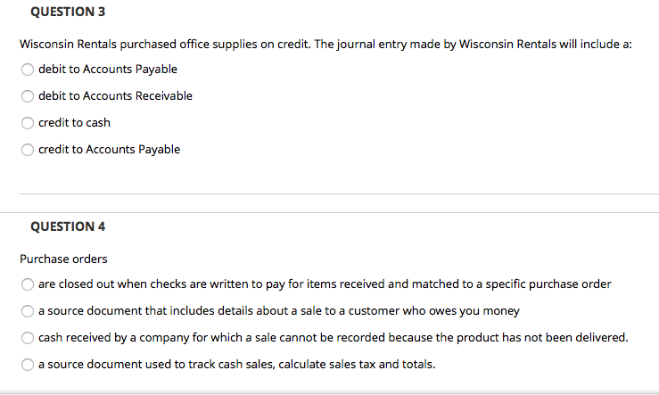 Solved QUESTION 3 debit to Accounts Payable debit to | Chegg.com