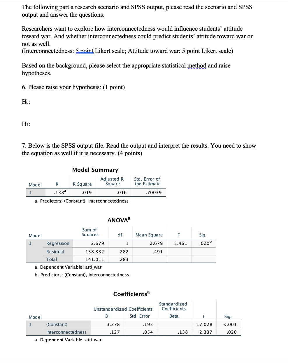 Solved The following part a research scenario and SPSS | Chegg.com