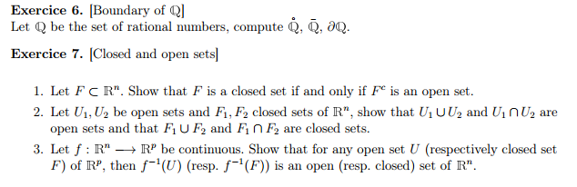 Solved Exercice 6. Boundary of Q Let Q be the set of Chegg