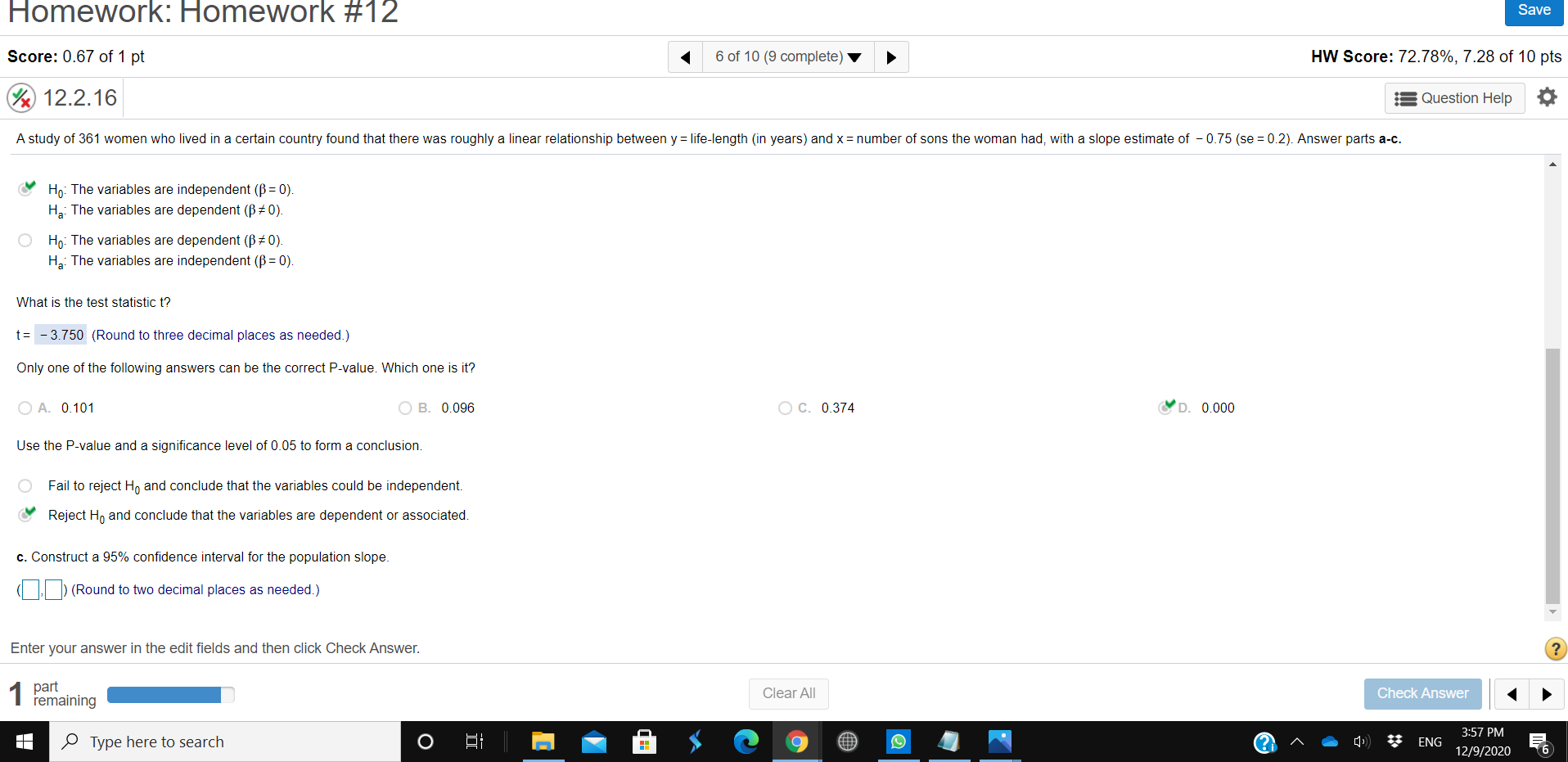 Solved Homework: Homework #12 Save Score: 0.67 of 1 pt 6 of | Chegg.com