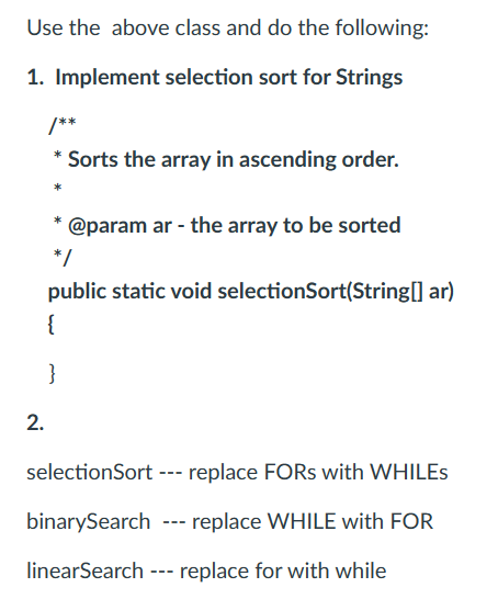 Solved Use the above class and do the following:Implement | Chegg.com