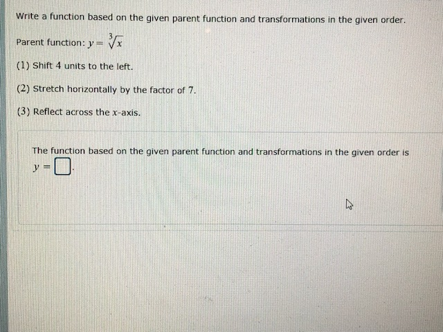 Solved Write a function based on the given parent function | Chegg.com