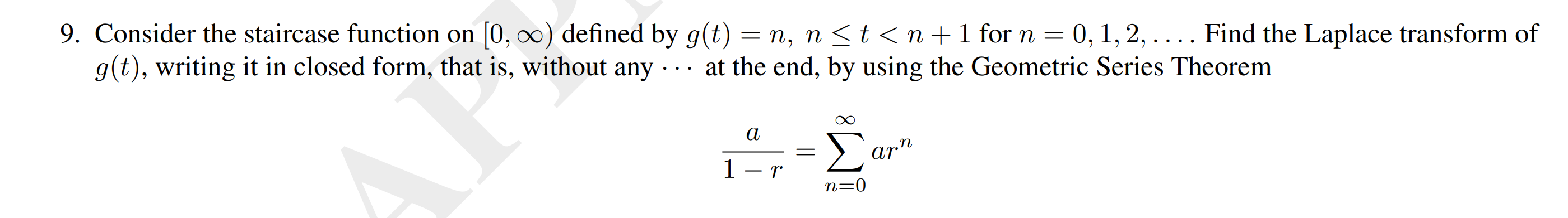 Solved Consider the staircase function on [0,oo) defined by | Chegg.com