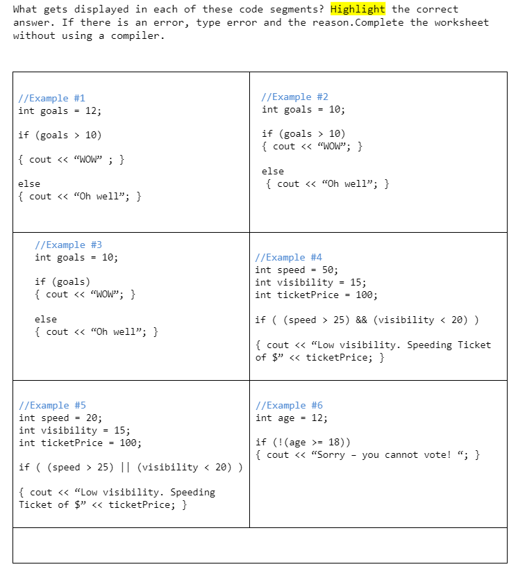 Solved What gets displayed in each of these code segments? | Chegg.com