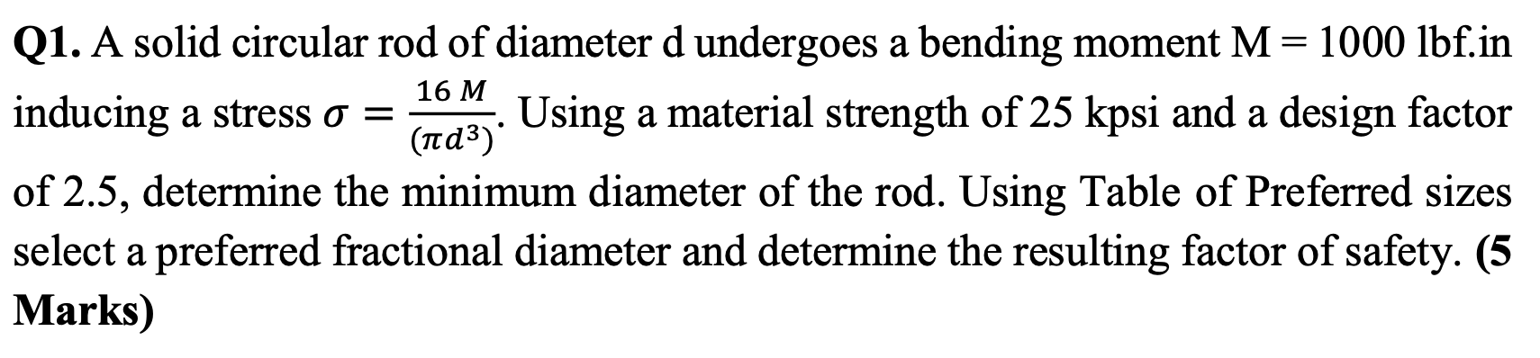 Solved 16 M Q1. A solid circular rod of diameter d undergoes | Chegg.com