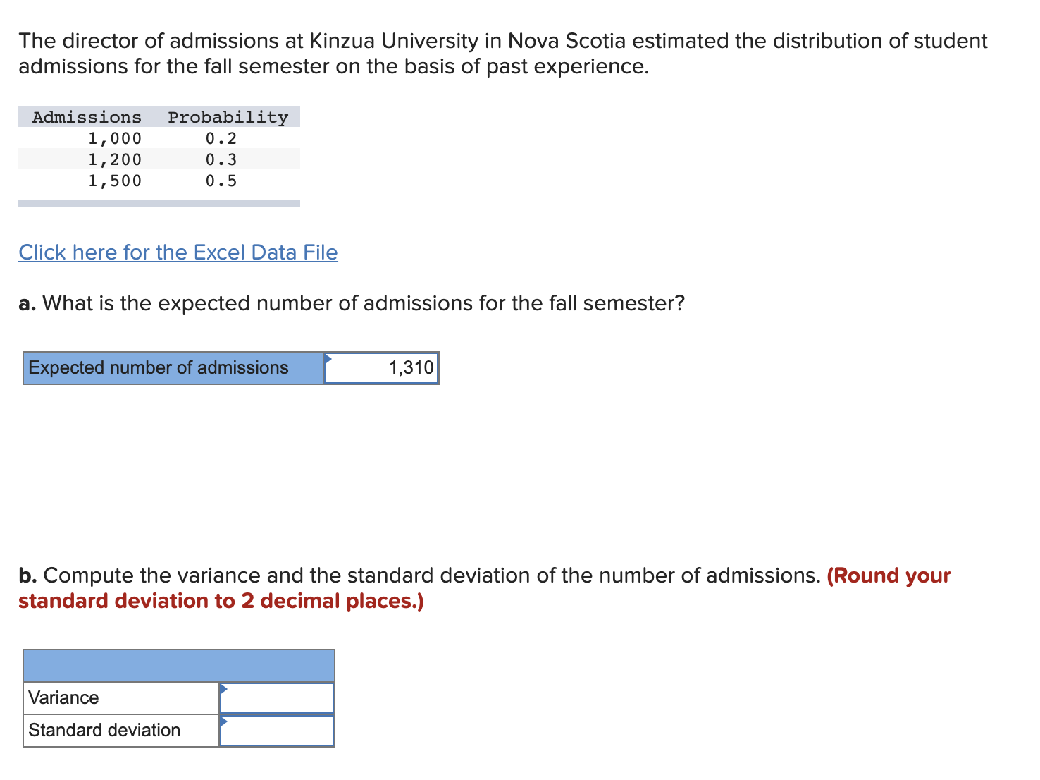 Solved The director of admissions at Kinzua University in
