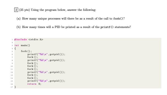 Solved 2|(25 pts) Using the program below, answer the | Chegg.com