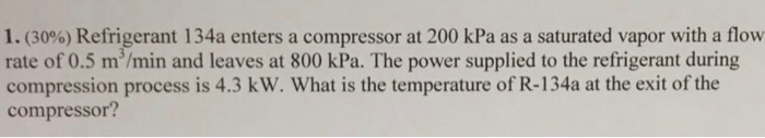 Solved Refrigerant 134a enters a compressor at 200 kPa as a | Chegg.com