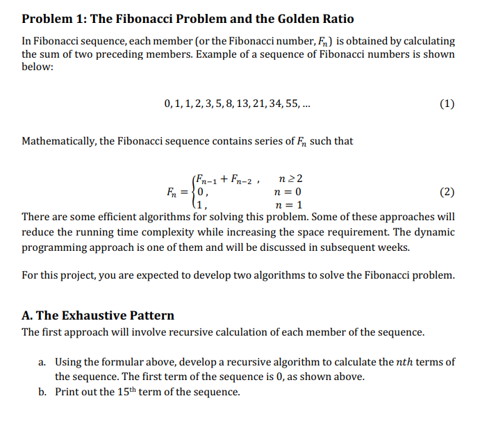 Solved Problem 1 The Fibonacci Problem and the Golden Ratio