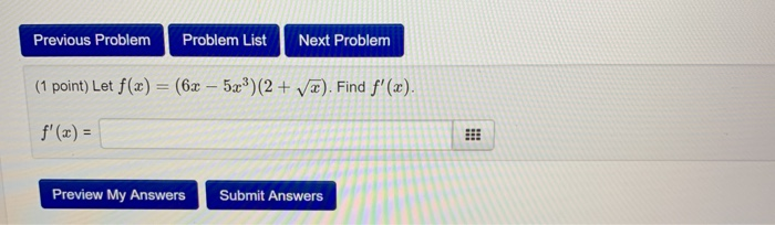 Solved Previous ProblemProblem List Next Problem (1 point) | Chegg.com