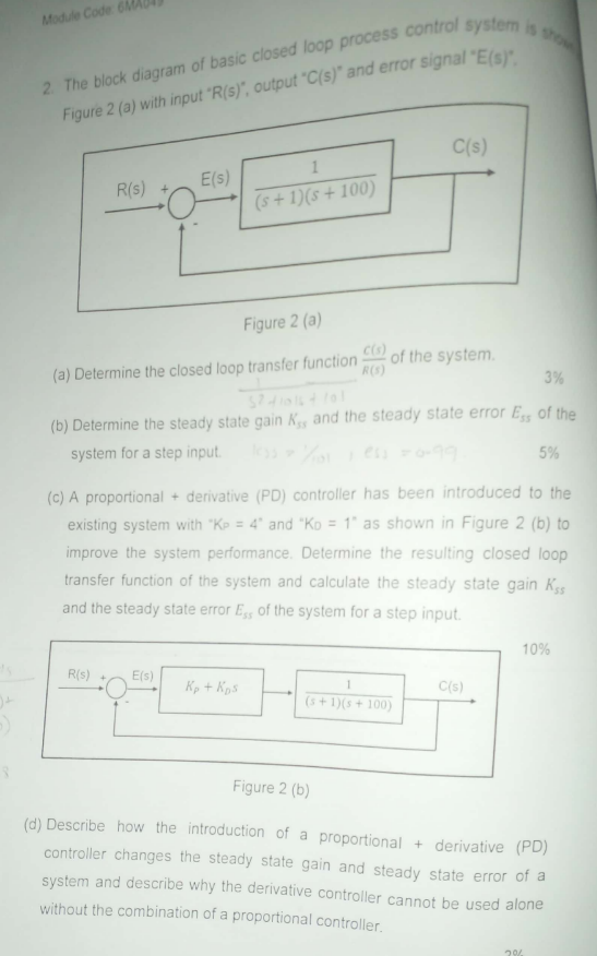 Solved Module Code 6MAOAD (a) Determine the closed loop | Chegg.com