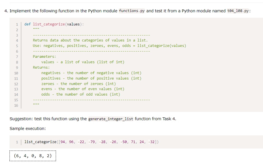 Solved \begin{tabular}{r|l} 1 & def list_categorize(values): | Chegg.com