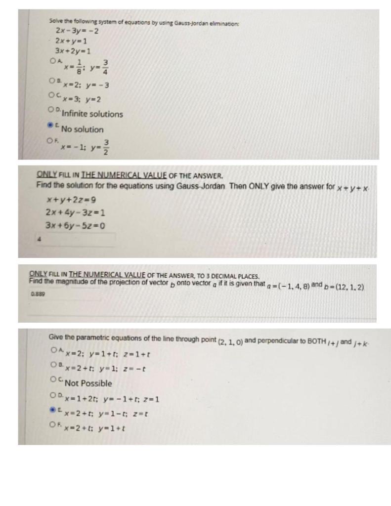 Solved Solve The Following System Of Equations By Using Chegg Com