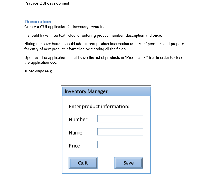 Solved Practice GUI development Description Create a GUI | Chegg.com