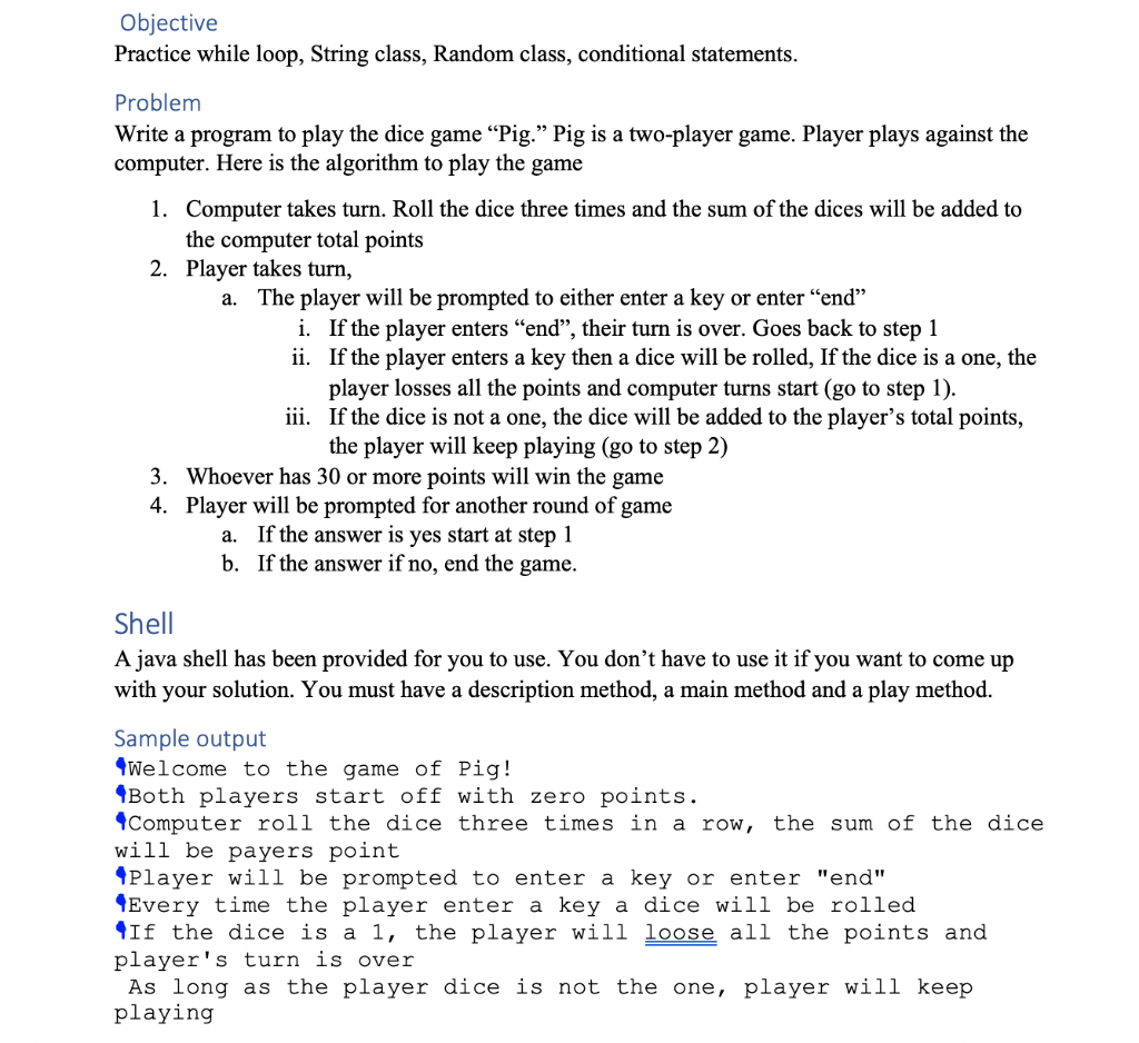 Solved Objective Practice while loop, String class, Random | Chegg.com