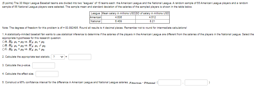 Solved (6 points) The 30 Major League Baseball teams are | Chegg.com