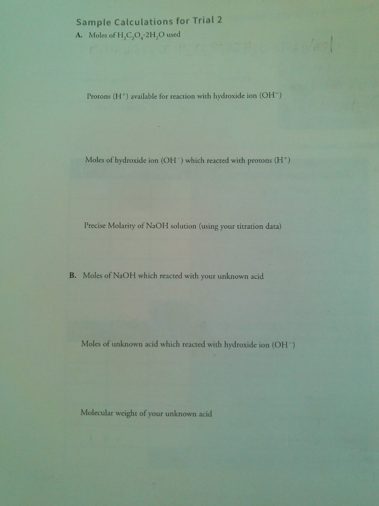 Solved Experiment 6. Acid-Base Titration Name Person # | Chegg.com