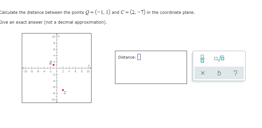 Solved Calculate The Distance Between The Points Q=(-1, 1) | Chegg.com