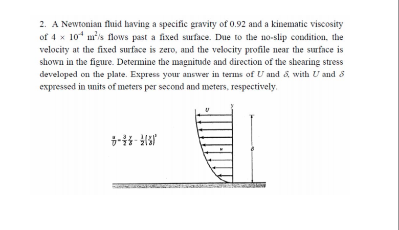 Solved 2. A Newtonian fluid having a specific gravity of | Chegg.com