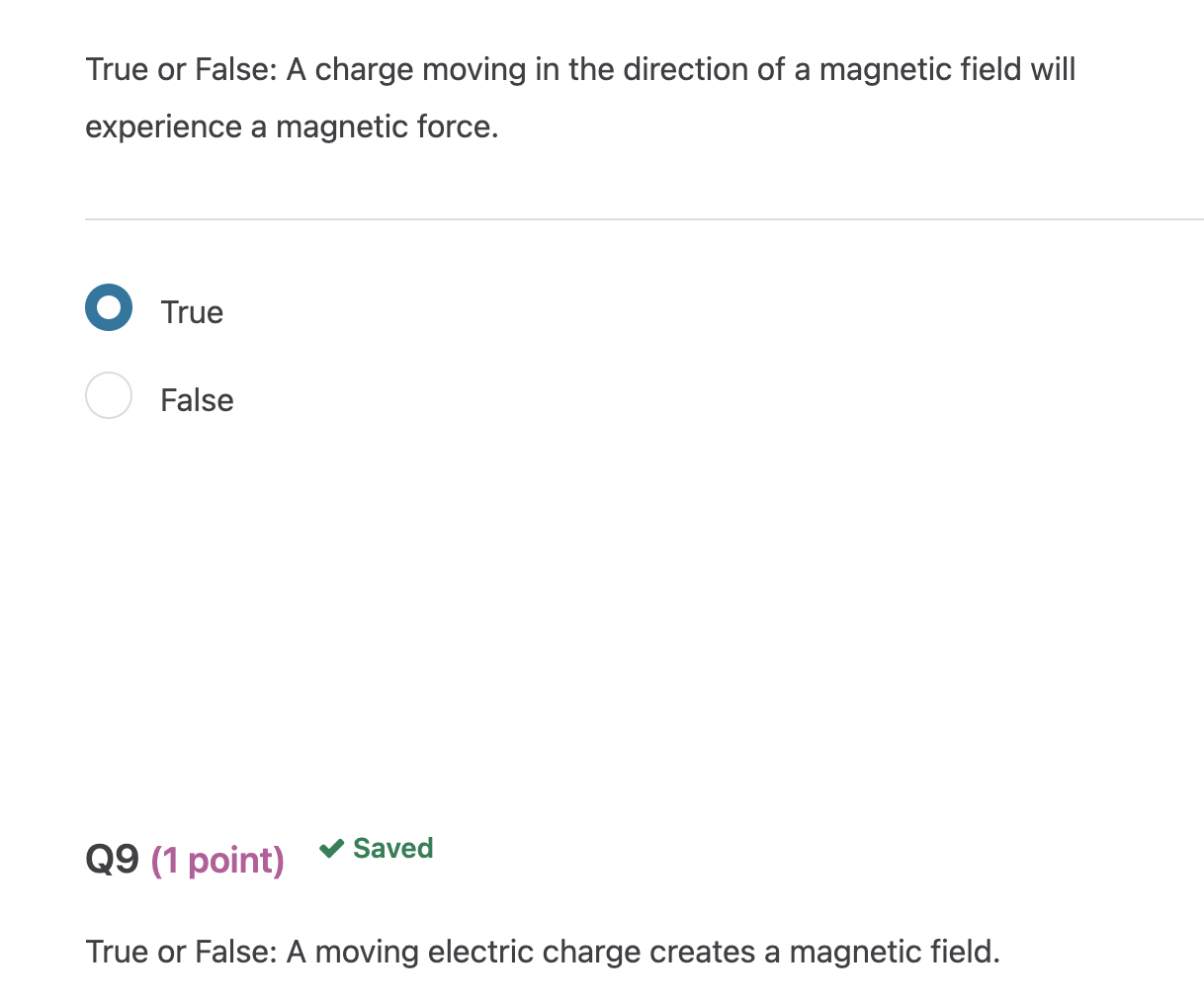 Solved True or False: A charge moving in the direction of a | Chegg.com
