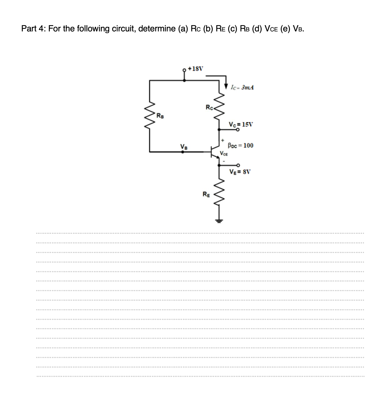 Solved Part 4: For The Following Circuit, Determine (a) RC | Chegg.com