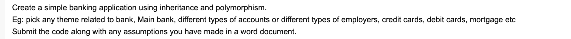 Solved Create a simple banking application using inheritance | Chegg.com