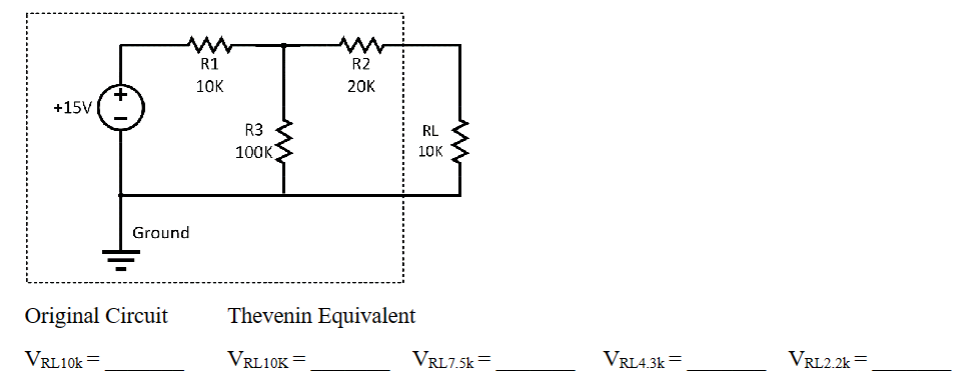 Solved Original Circuit VRL10k= Thevenin Equivalent VRL10 | Chegg.com