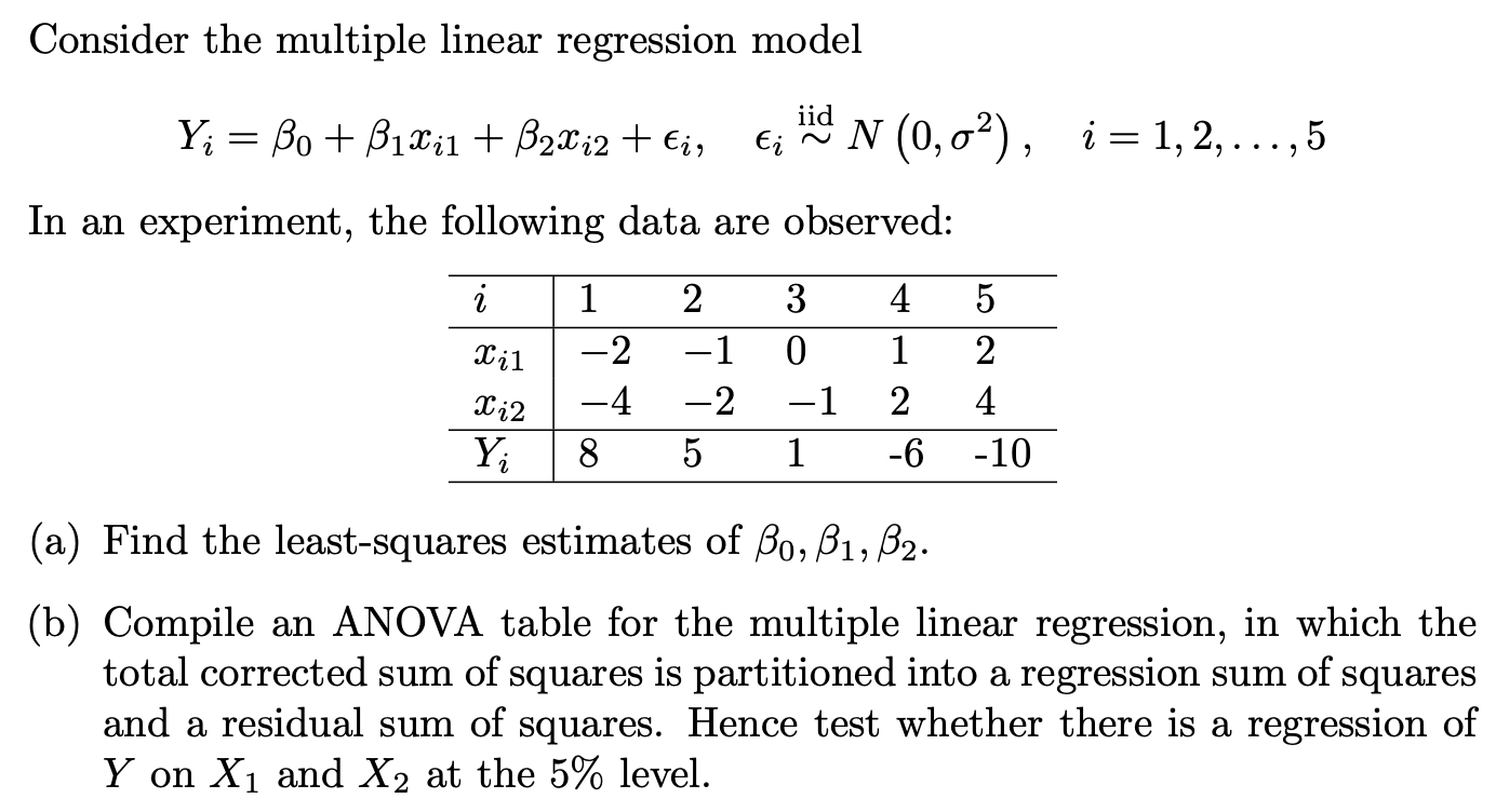 Solved Consider The Multiple Linear Regression Model Yi = Bo | Chegg.com