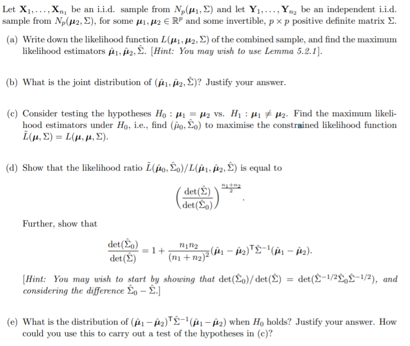 Let X1 Be An I I D Sample From N H1 And Chegg Com