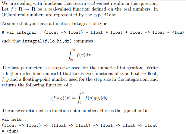 Solved Write a higher-order function meld that takes two | Chegg.com