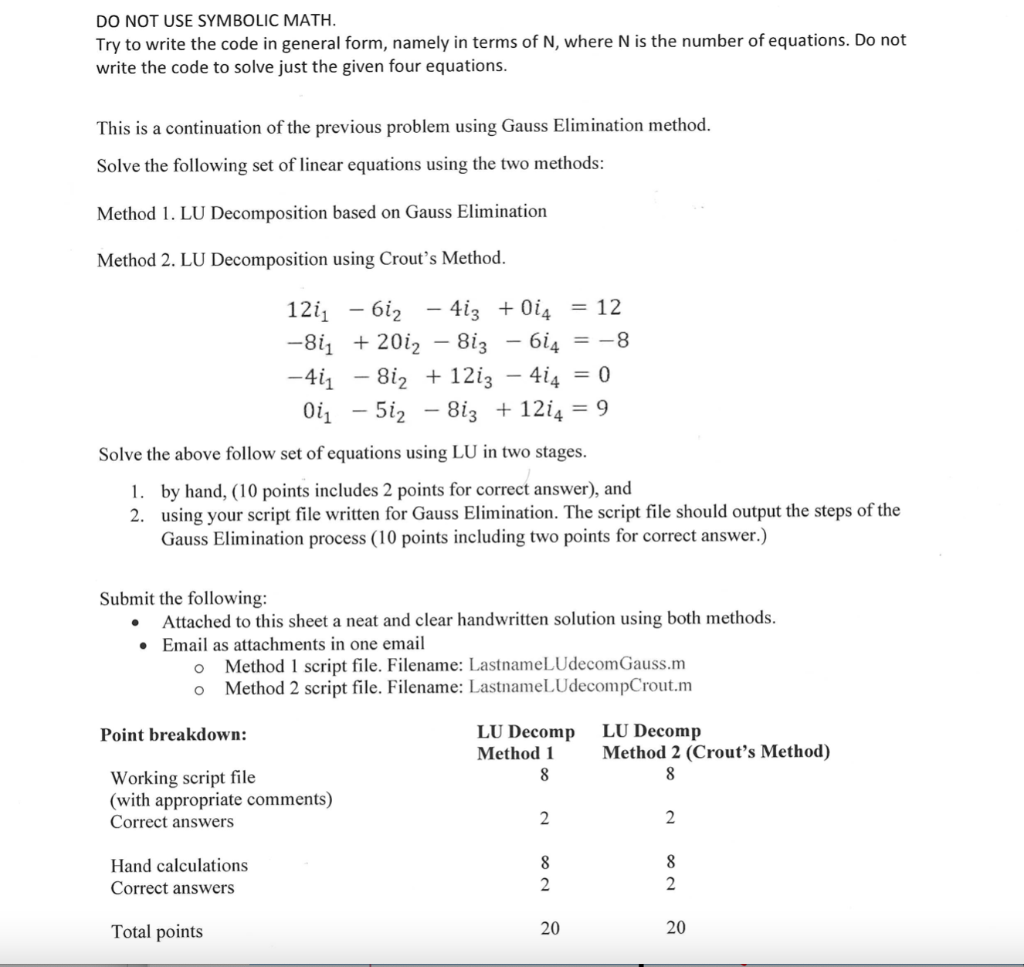 Solved Solve The Following Set Of Equations Using Gauss 