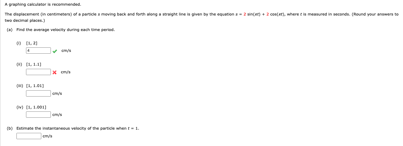 Solved two decimal places.) (a) Find the average velocity | Chegg.com