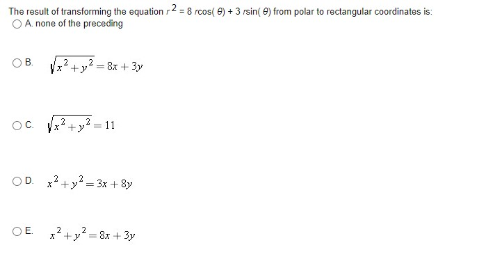 Solved 2 x + y = 11 The result of transforming the equation | Chegg.com