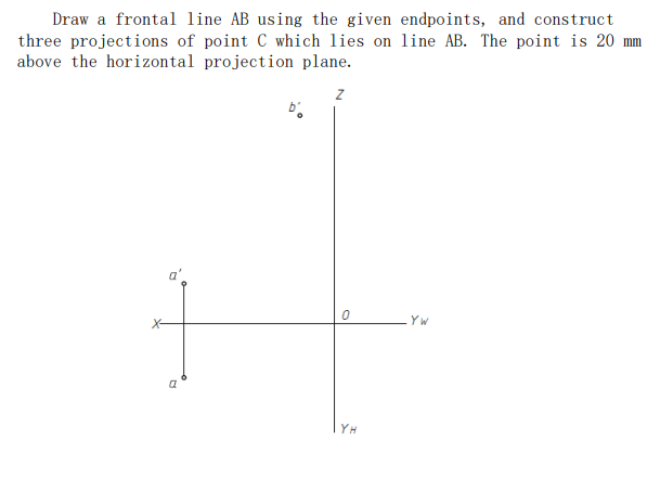 Solved Draw a frontal line AB using the given endpoints, and | Chegg.com